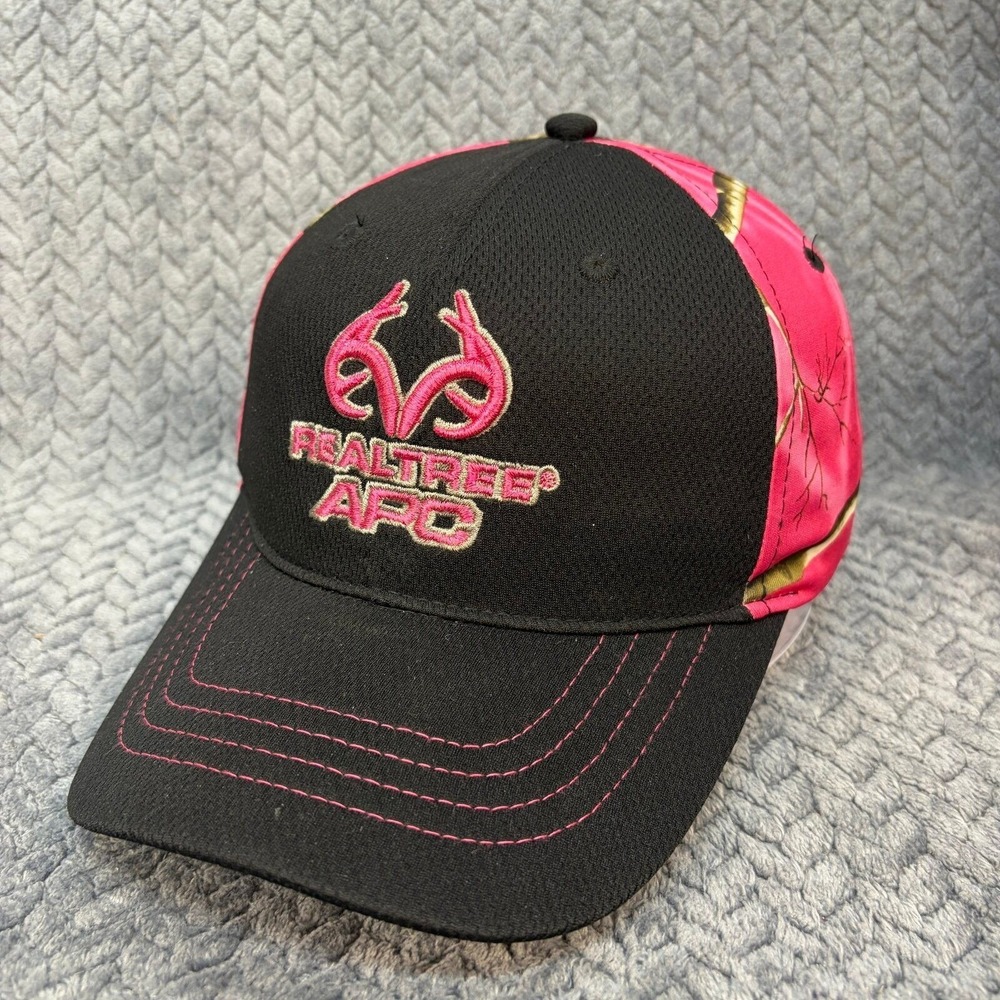 Paramount Outdoors Realtree APC Pink Camo Black Embroidered Hat Cap 1234